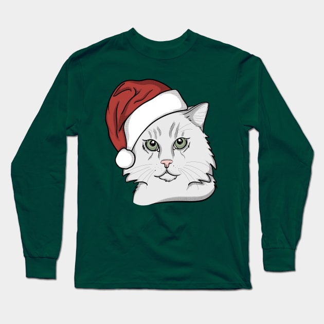 Merry White Cat-Mas! Long Sleeve T-Shirt by rmcbuckeye